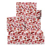 Funny Wrapping Paper - 6 Sheets Of White Gift Wrap With Tags - Meat Pattern - For Food Lovers - Birthday Wrapping Paper For Men Women - Recyclable - By Central 23