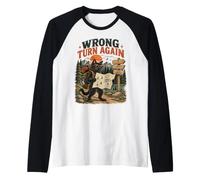 Funny Wrong Turn Again Vintage Opossum Hiking Adventure Raglan Baseball Tee