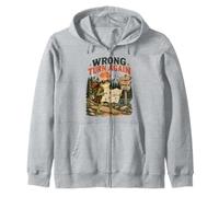 Funny Wrong Turn Again Vintage Opossum Hiking Adventure Zip Hoodie