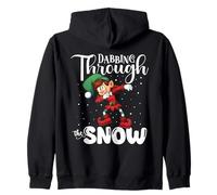 Funny Xmas Elf Dabbing Through The Snow Cute Matching Zip Hoodie