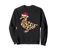 Funny Xmas Lighting Santa Hat Duck Leopard Print Christmas Sweatshirt