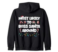 Funny Xmas Party Costume Most Likely to Boss Santa Around Zip Hoodie
