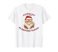 Funny Xmas Santa Cat Wishing You an Ameowzing Christmas Pun T-Shirt