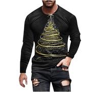Funny Xmas Shirt for Men Christmas Tree Pullover Novelty Sweatshirt 3D Printed T-Shirt Round Neck Jumper Ugly Christmas Sweater Long Sleeve Pullover Casual Blouse Holiday Party Costume