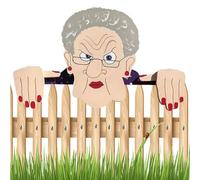 Funny Yard Signs Cute Nosy Neighbor Couple Fence Decoration Outdoor Garden Fence Sign, Handmade Crafts for Backyard Lawn Ornaments