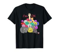 Funny Yarn Collecting I'm Ok Crochet Knitting Wool Cute Cats T-Shirt