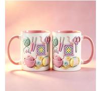 Funny Yarn Lover Mugs for Women, Knitting and Crochet Pattern Mug, Crochet Accessories Ceramic Coffee Mug, Yarn Hooks Knitting Tool Drinking Cup, Crocheting Mugs, Crochets Gift (Pink×2)