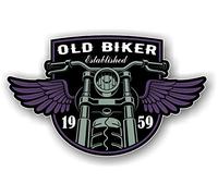 Funny Year Dated Old Biker Established 1959 Retro Motorcycle Cafe Racer Style Vinyl Helmet Car Sticker Decal 110x67mm