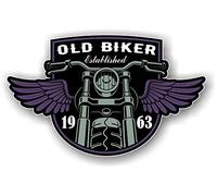 Funny Year Dated Old Biker Established 1963 Retro Motorcycle Cafe Racer Style Vinyl Helmet Car Sticker Decal 110x67mm