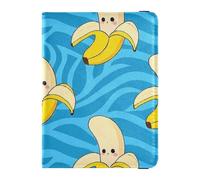 Funny Yellow Bananas Blue Stripes Leather Decorative Waterproof Passport Holder Wallet Combo Passport Holder Ultra Thin, Funny Yellow Bananas Blue Strips, 1 Size, Funny Yellow Bananas Blue Stripes, 1