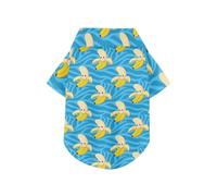 Funny Yellow Bananas Blue zebras Stripes Summer Dog Polo Shirt Button Up Breathable Cool Pet Shirts Puppy Clothes Perfect for Everyday Wear, and Photoshoots 2XL