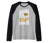 Funny Yellow Bus Driver Professional Saying for Daily Shifts Raglan Baseball Tee