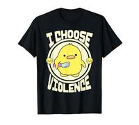 Funny Yellow Duck Cute Graphic I Choose Violence Sarcastic T-Shirt, Men, Black, Large