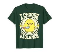 Funny Yellow Duck Cute Graphic I Choose Violence Sarcastic T-Shirt, Men, Dark Green, 3X-Large