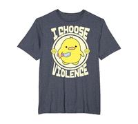 Funny Yellow Duck Cute Graphic I Choose Violence Sarcastic T-Shirt, Men's Big and Tall, Heather Blue, 2X Tall