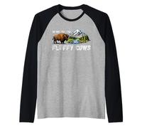 Funny Yellowstone Park Bison Do Not Pet The Fluffy Cows Raglan Baseball Tee