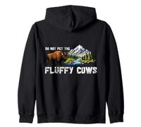 Funny Yellowstone Park Bison Do Not Pet The Fluffy Cows Zip Hoodie