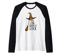 Funny Yes I Can Drive A Stick Halloween Spooky Raglan Baseball Tee