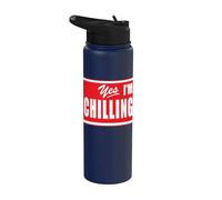 Funny Yes I'm Chilling Vacation Mode Peaceful Relaxing Stainless Steel Insulated Water Bottle