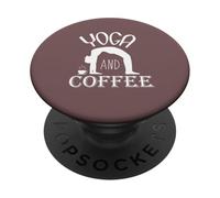 Funny Yoga and Coffee Design Morning Lifestyle Routine PopSockets Adhesive PopGrip