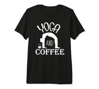 Funny Yoga and Coffee Design Morning Lifestyle Routine Premium T-Shirt