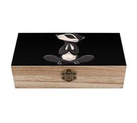 Funny Yoga Badger Decorative Wooden Storage Box with Hinged Lid And Front Clasp Keepsakes Chest
