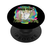 Funny Yoga Cat Hurry Up Inner Peace I don't Have all Day PopSockets Adhesive PopGrip