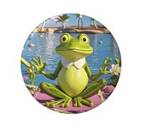 Funny Yoga Frog Button Pins 12 Pcs, 2.4 Inch Round Button Badges Metal Personalized Picture Photo Pin Buttons Kit For Craft Supplies Christmas Diy Party Projects