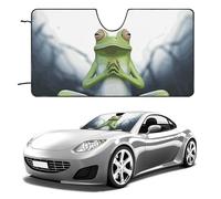 Funny Yoga Frog Car Windshield Sun Shade Keep Car Interior Cool 51"x28" Folding Front Window Sun Shade, Heat Shield for SUV, Truck, Blocks UV