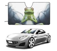 Funny Yoga Frog Car Windshield Sun Shade Keep Car Interior Cool 55"x30" Folding Front Window Sun Shade, Heat Shield for SUV, Truck, Blocks UV
