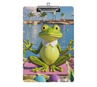 Funny Yoga Frog Clipboard 8.5×12.5 Inch Acrylic Clip Board with Metal Clip A4 Letter Size Decorative Clipboard Cute Hanging Clipboards for Office, Teacher, Nurse, Doctor,