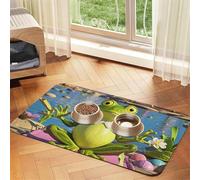 Funny Yoga Frog Dog Food Mats for Floors, 16x24 Inch Non-Slip Super Absorbent Pet Food Mat, Dishwasher Dog Mat for Food and Water, Cute Rubber Quick Dry Pet Feeding Mat for Dogs Puppy Cats