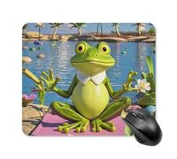 Funny Yoga Frog Mouse Pad Square Laptop Mouse Mat Cute Computer Mousepad Keyboard Pad Non-Slip Desk Pads for Gaming Office Work Home 25 * 30cm