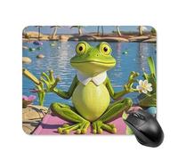 Funny Yoga Frog Mouse Pad Square Laptop Mouse Mat Cute Computer Mousepad Keyboard Pad Non-Slip Desk Pads for Gaming Office Work Home 20 * 25cm