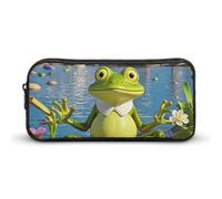 Funny Yoga Frog Pencil Case - Large Aesthetic Makeup Bag Multi-Purpose Pencil Pouch Cute Cosmetic Bag with Zipper Closure for Office, Home, Study & Travel