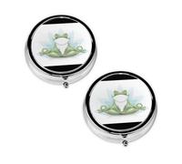 Funny Yoga Frog Print Pill Box 3 Compartment Medicine Pill Case,Portable for Pocket Or Purse Pill Organizer Decorative Metal Medicine Vitamin Organizer Unique Gift