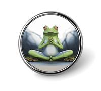 Funny Yoga Frog Round Badge Cute Enamel Lapel Pin Brooches Button Pin Personalized Clothing Decoration Unisex Badge Holder Hats Bags Shirts Decor