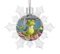 Funny Yoga Frog Snowflake Ornaments Christmas Hanging Snowflake Decorations Christmas Snowflakes Decorations Supplies for Party Decorations Holiday New Year Decor