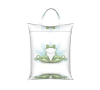 Funny Yoga Frog Travel Laundry Bag with All-Over Print,Water-Resistant Twill Fabric,Smooth Zipper, Top Carry Handle,Hanging Loop,Large 58x46cm
