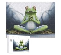 Funny Yoga Frog Wooden Puzzles for Adults 500 PCS Unique Shape Puzzles Wall Art Home Decor for Puzzle Lovers, Family, Friend Creative Gift Toys