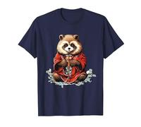 Funny Yokai Panda Japanese Anime T-Shirt, Men, Navy Blue, X-Large