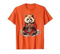 Funny Yokai Panda Japanese Anime T-Shirt, Men, Orange, 3X-Large