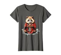 Funny Yokai Panda Japanese Anime T-Shirt, Women, Asphalt Grey, Medium