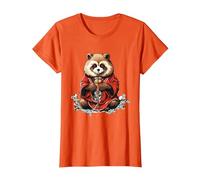 Funny Yokai Panda Japanese Anime T-Shirt, Women, Orange, Medium