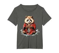 Funny Yokai Panda Japanese Anime T-Shirt, Women's Plus, Asphalt Grey, 3X