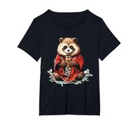 Funny Yokai Panda Japanese Anime T-Shirt, Women's Plus, Black, 5X