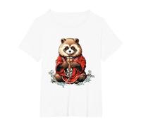 Funny Yokai Panda Japanese Anime T-Shirt, Women's Plus, White, 4X
