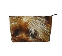 Funny Yorkie Corduroy Makeup Bag with Stylish and Durable Zipper Design