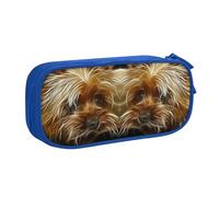 Funny Yorkie Dog Large Capacity Double Layer Pencil Case For Students,Customizable Full Print Polyester Fabric Organizer-School, Office, Travel Makeup Pouch
