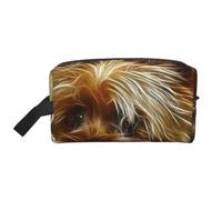 Funny Yorkie Dog Water-Resistant Travel Toiletry Organizer Bag, Large Capacity Portable Cosmetic Storage for Gym/Daily Essentials